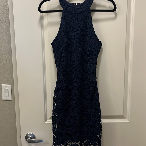 Lulus Dresses Lulus Lace Formal Navy Blue Tight Dress Poshmark